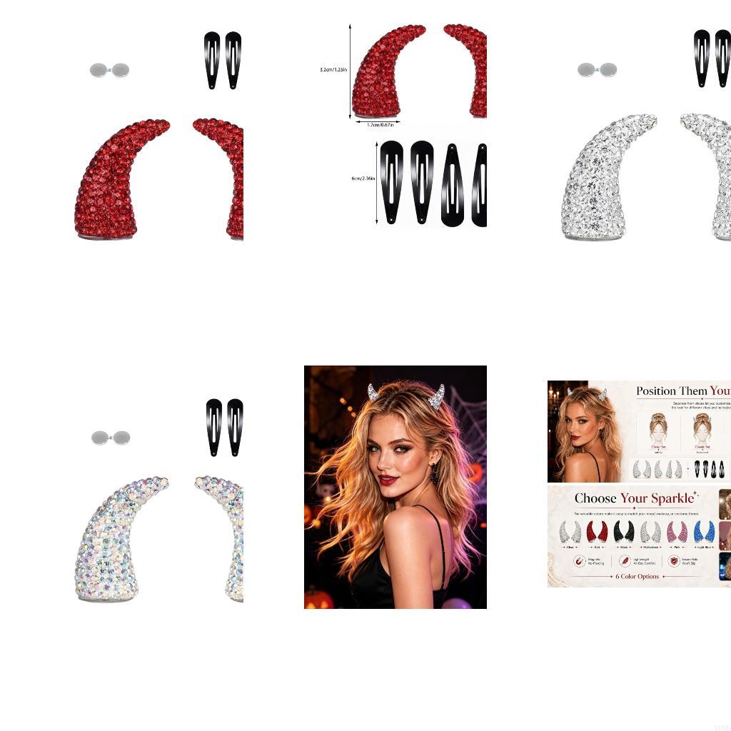 Women Accessories Display - Blingbling Party Duivel Hoorn Haaraccessoireset met