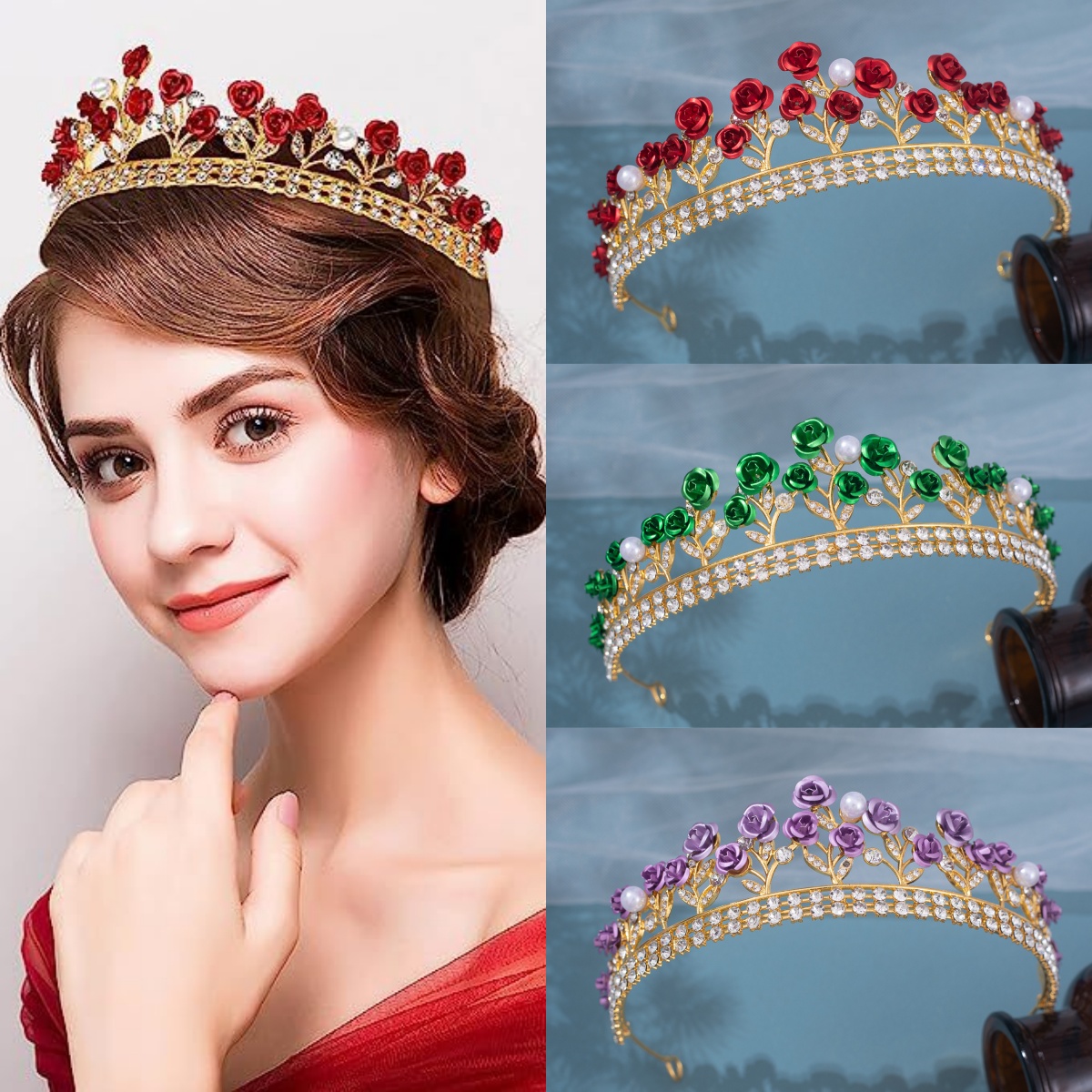 Women Accessories Jewelry - Barokke keramische bruidskroon Strass Prom Diadeem