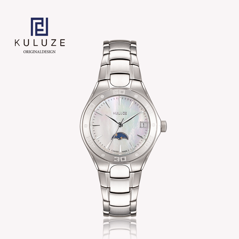 Women Accessories Display - Kuluze Titanium Dame Horloge Zwitsers Ronda